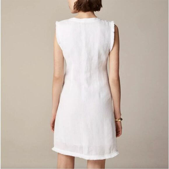 J.Crew Raw Hem Mini Shirtdress Linen White Belted Medium NWT - Picture 4 of 14